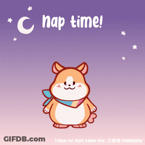 Cartoon Hamster With Scarf Saying Nap Time GIF