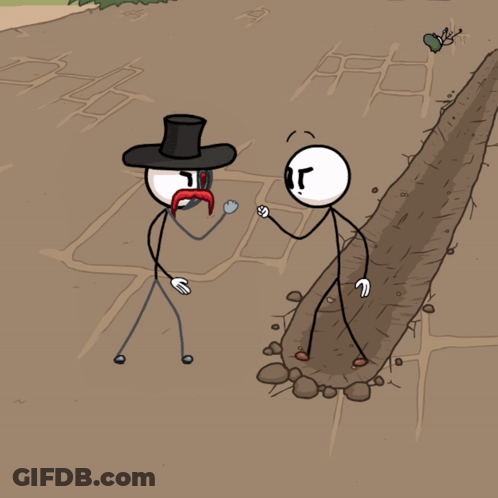 Cartoon Hand Giving Peace Sign Next To Rock GIF