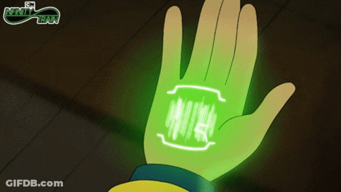 Cartoon Hand Glowing Green Infinity Train GIF