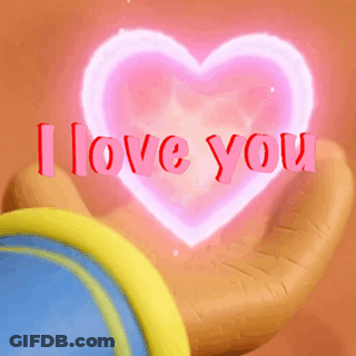 Cartoon Hand Holding Heart Saying I Love You GIF