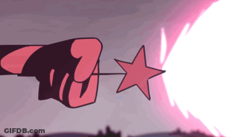 Cartoon Hand Holding Red Star With Light GIF