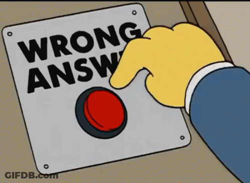 Cartoon Hand Pressing Wrong Answer Button GIF