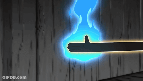 Cartoon Hand Thumbs Up With Blue Flame GIF