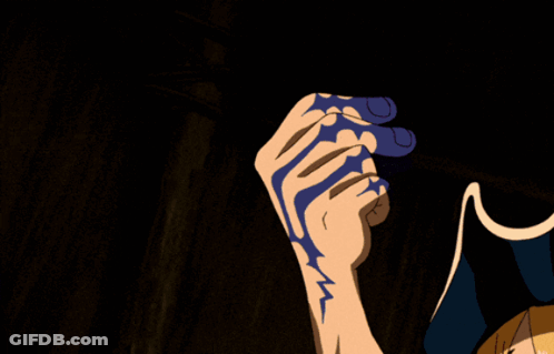 Cartoon Hand With Blue Stripe On Thumb GIF