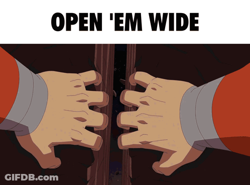 Cartoon Hands Saying Open Em Wide GIF