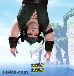 Cartoon Hanging Upside Down Saying Lokid GIF