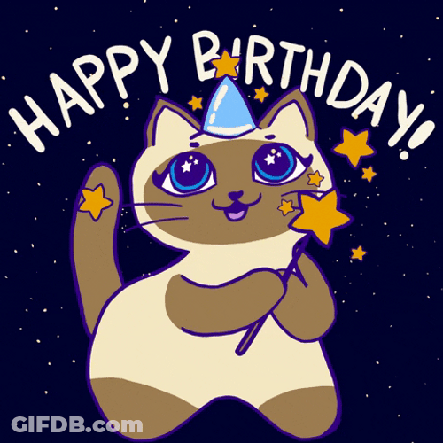 Cartoon Happy Birthday Cat Siamese Dancing GIF
