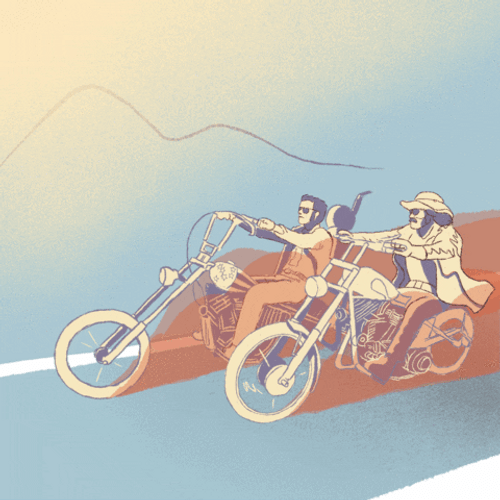 Cartoon Harley Davidson Happy Birthday Duo Ride GIF