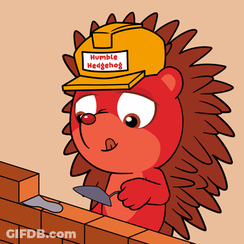 Cartoon Hedgehog In Yellow Hard Hat Humble Hedgehog GIF
