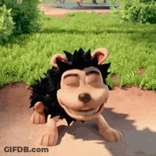 Cartoon Hedgehog With Eyes Closed Standing In Dirt GIF