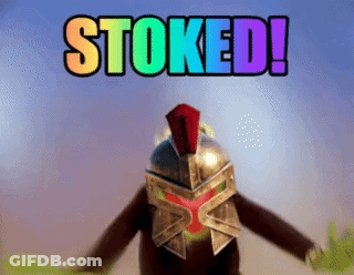 Cartoon Helmet Saying Stoked GIF