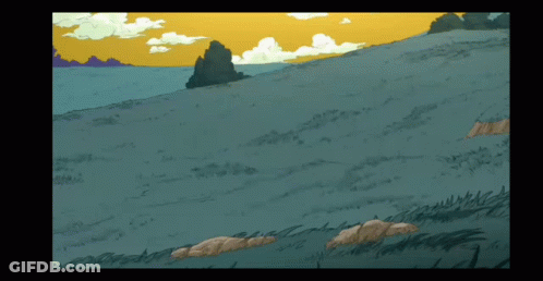 Cartoon Hill With Body Of Water GIF