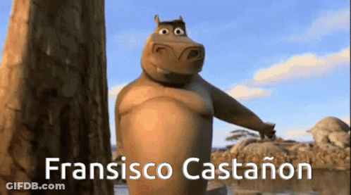 Cartoon Hippo Standing Next To Tree Fransisco Castañón GIF
