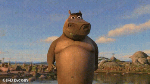 Cartoon Hippopotamus In Water GIF