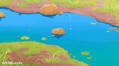 Cartoon Hippopotamus Swimming In River GIF