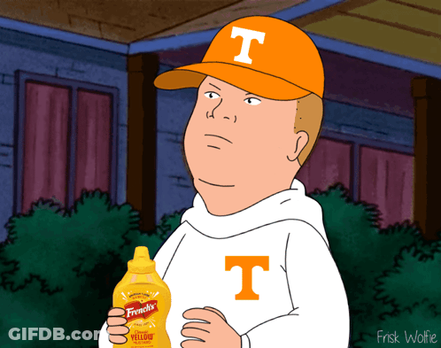 Cartoon Holding Bottle Of Frank's Mustard GIF