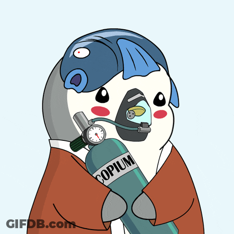 Cartoon Holding Bottle Saying Copium GIF