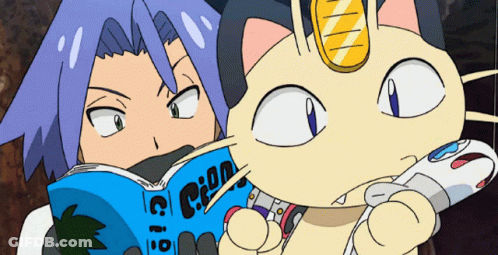 Cartoon Holding Cat Reading Pokemon Book GIF
