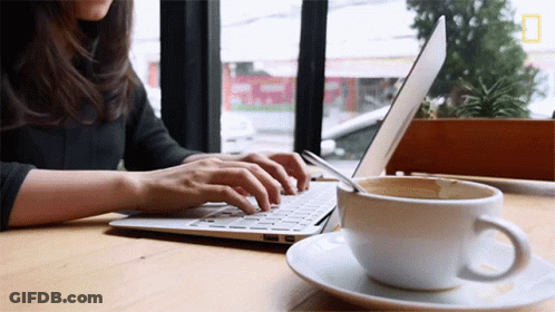 Cartoon Holding Coffee Saying Morning Coffee GIF