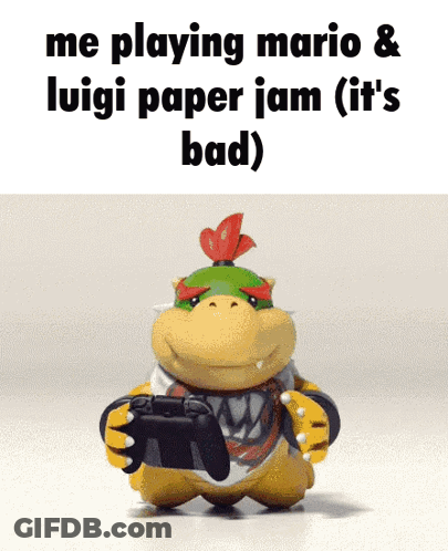Cartoon Holding Controller Saying Me Playing Mario And Luigi Paper Jam GIF