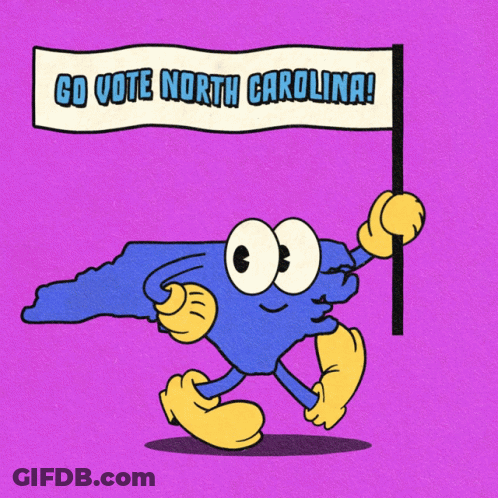 Cartoon Holding Go Vote North Carolina Flag GIF