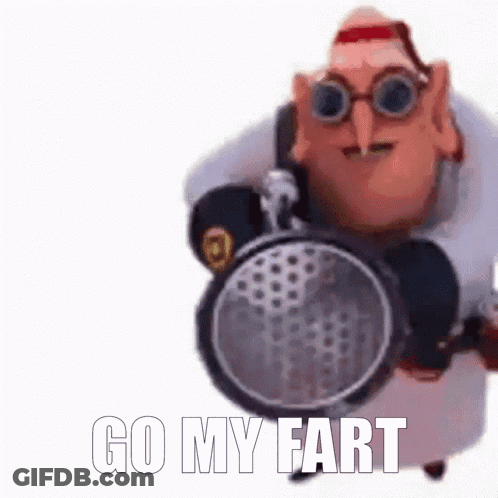Cartoon Holding Gun Saying Go My Fart GIF