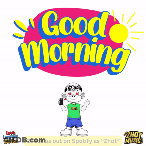 Cartoon Holding Gun Saying Good Morning GIF