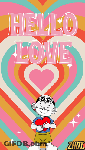 Cartoon Holding Heart Saying Hello Love GIF