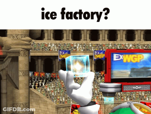 Cartoon Holding Ice Cube Ice Factory GIF