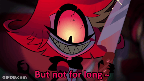 Cartoon Holding Knife Saying But Not For Long GIF