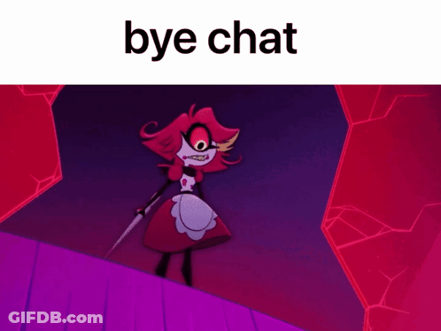 Cartoon Holding Knife Saying Bye Chat GIF