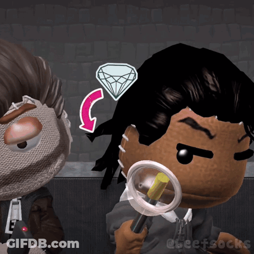 Cartoon Holding Magnifying Glass At Diamond Head Character GIF