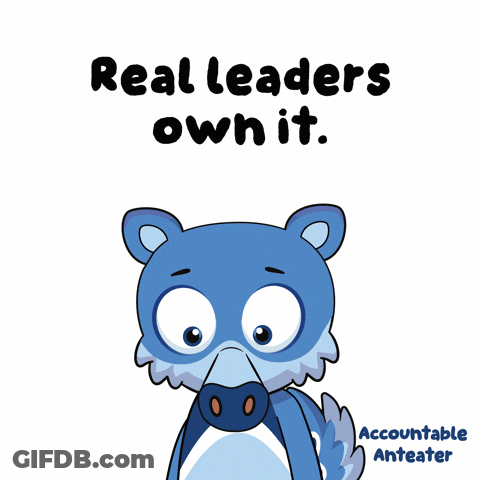 Cartoon Holding Microphone Saying Real Leaders Own It GIF
