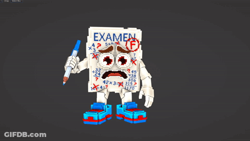 Cartoon Holding Pen And Paper With Examen GIF