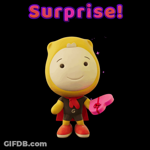 Cartoon Holding Pink Heart Surprise GIF