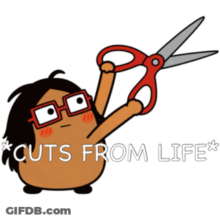 Cartoon Holding Scissors Cuts From Life GIF