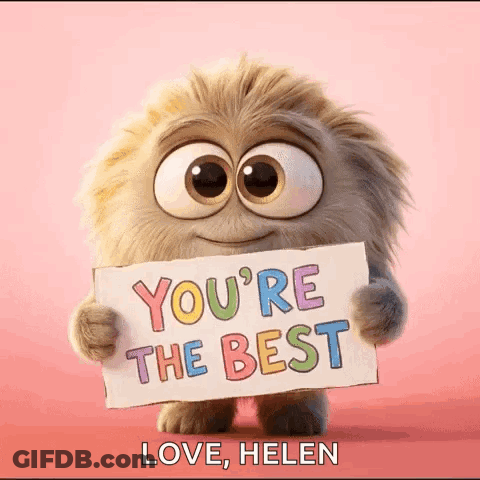 Cartoon Holding Sign Saying You're The Best GIF