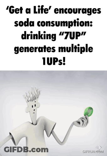 Cartoon Holding Soda Says Get A Life Encourages Soda Consumption GIF