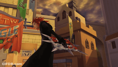 Cartoon Holding Sword In Front Of Sign Saying TW GIF
