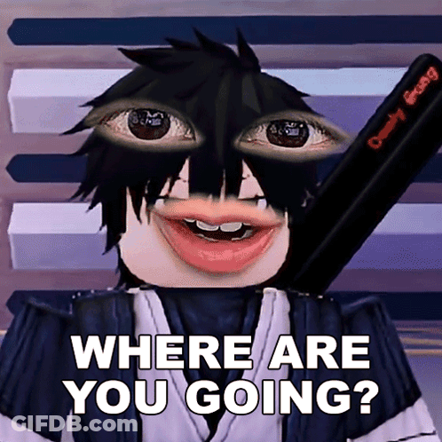 Cartoon Holding Sword Saying Where Are You Going GIF