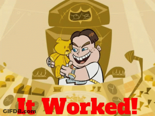 Cartoon Holding Teddy Bear Saying It Worked GIF