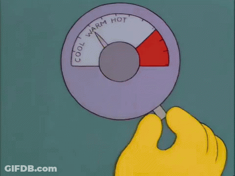 Cartoon Holding Thermometer Saying Cool Warm Hot GIF