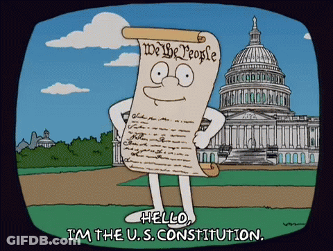 Cartoon Holding US Constitution Scroll Saying Hello I'm The US Constitution GIF