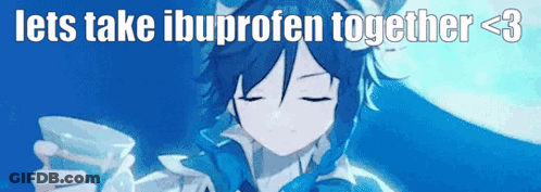 Cartoon Holding Water Lets Take Ibuprofen Together GIF