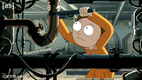 Cartoon Holding Wrench Over Pipe With Letters Eas GIF