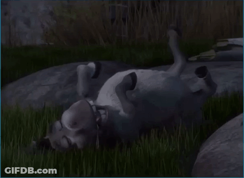 Cartoon Horse Lying On Grass GIF