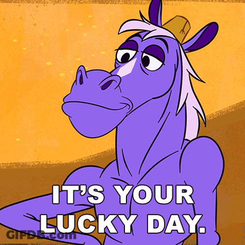 Cartoon Horse Saying Lucky Day GIF