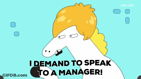 Cartoon Horse Says I Demand To Speak To A Manager GIF