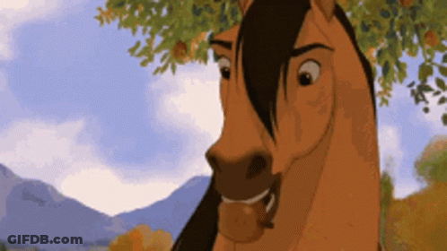 Cartoon Horse Standing Under Tree GIF
