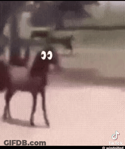 Cartoon Horse With Big Eyes And Siren Head Standing In Snow GIF